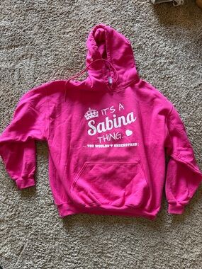 Hot Pink "It's a Sabina Thing" Graphic Hoodie
